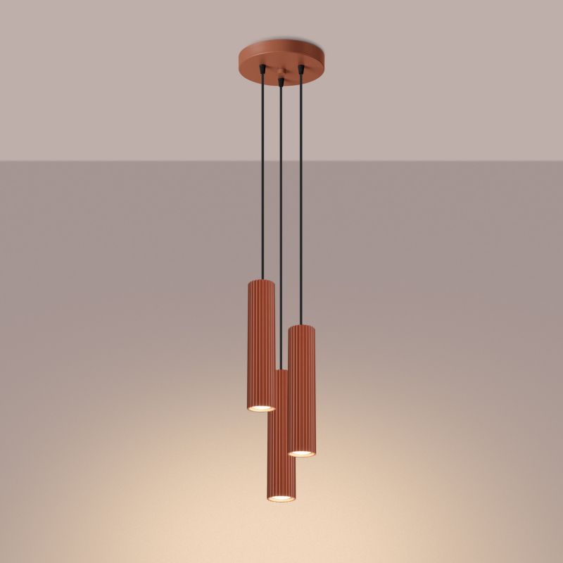 Lampa wisząca Sollux Lighting Karbon 1116 ochra czerwono-czarna nowoczesna 3xGU10 x 1 szt.