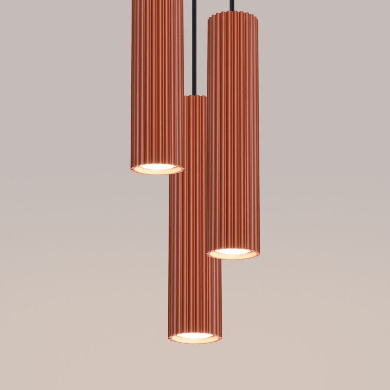 Lampa wisząca Sollux Lighting Karbon 1116 ochra czerwono-czarna nowoczesna 3xGU10 x 1 szt.
