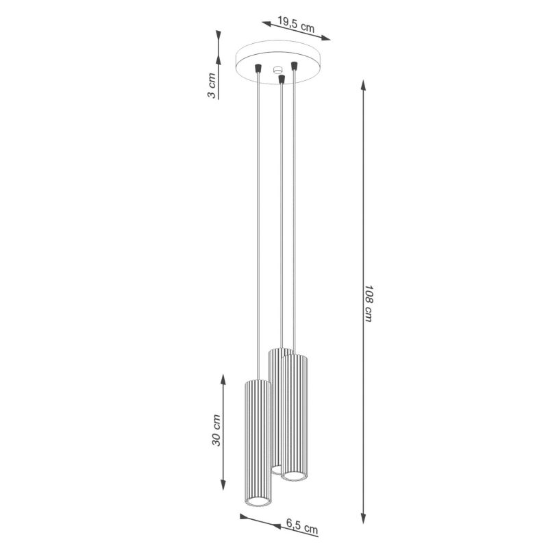 Lampa wisząca Sollux Lighting Karbon 1116 ochra czerwono-czarna nowoczesna 3xGU10 x 1 szt.