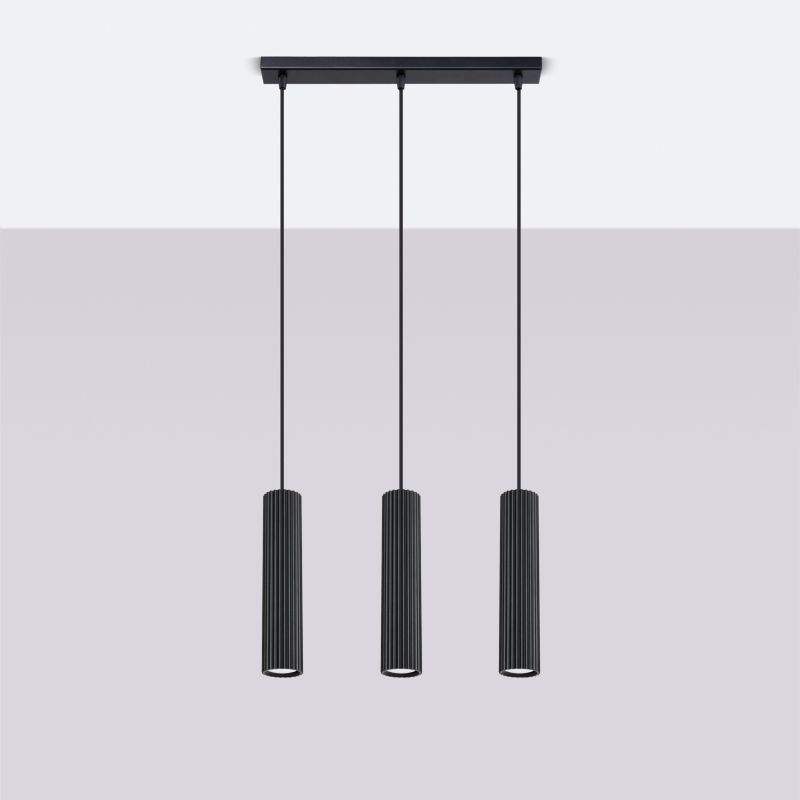 Lampa Wisząca Sollux Lighting KARBON 3L czarny 1 szt.