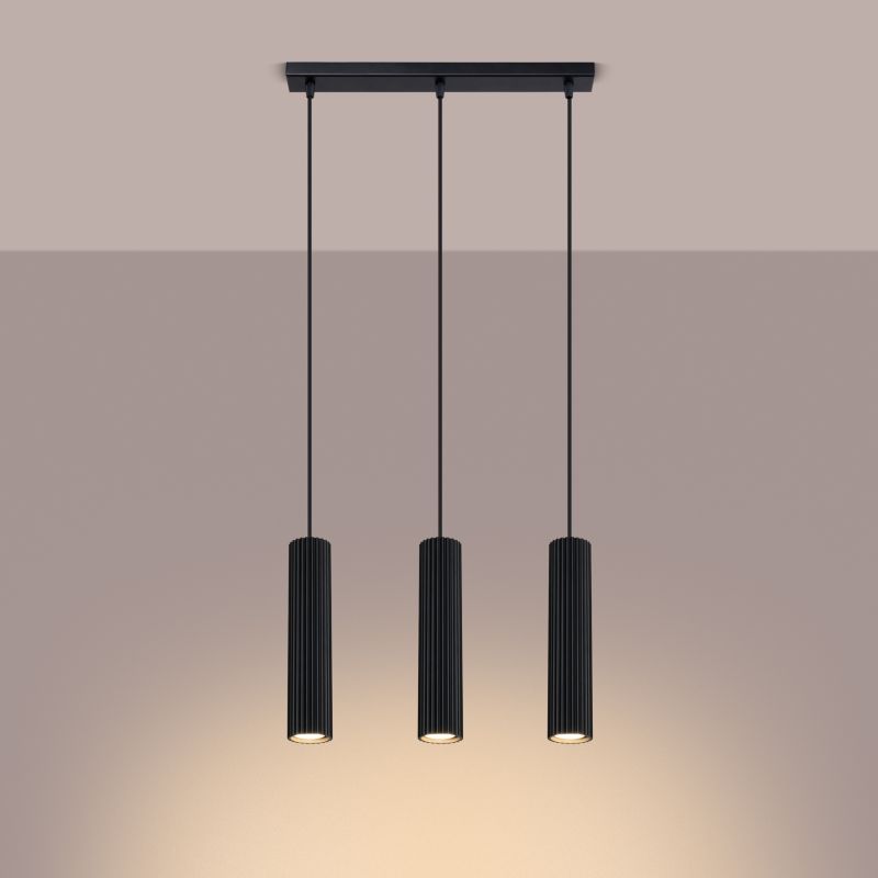Lampa Wisząca Sollux Lighting KARBON 3L czarny 1 szt.
