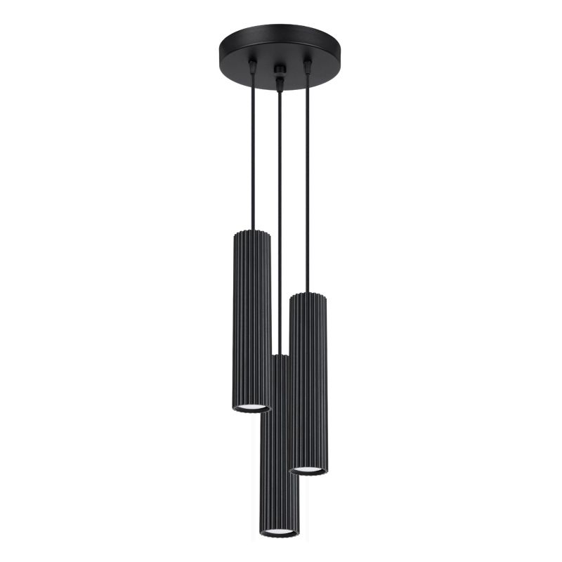 Lampa Wisząca Sollux Lighting KARBON 3P czarny 1 szt.