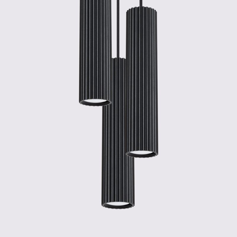 Lampa Wisząca Sollux Lighting KARBON 3P czarny 1 szt.