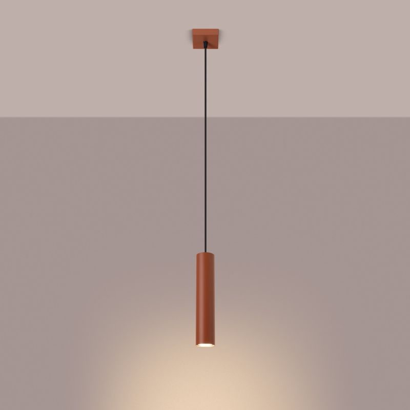 Lampa wisząca Sollux Lighting Lagos 4771 ochra czerwona nowoczesna 1xGU10 x 1 szt.