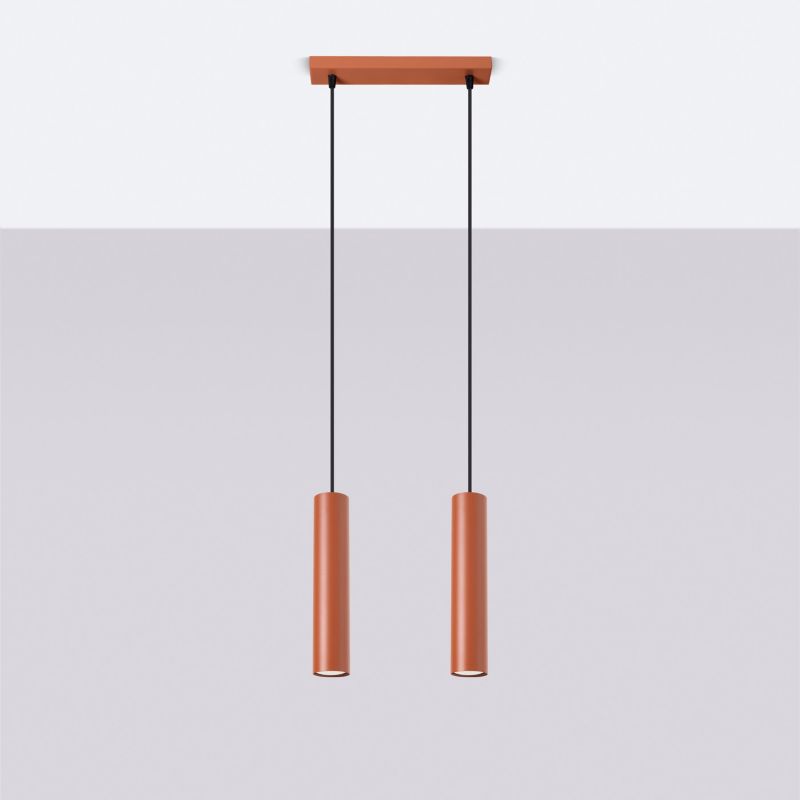 Lampa wisząca Sollux Lighting Lagos 4788 ochra czerwona nowoczesna 2xGU10 x 1 szt.