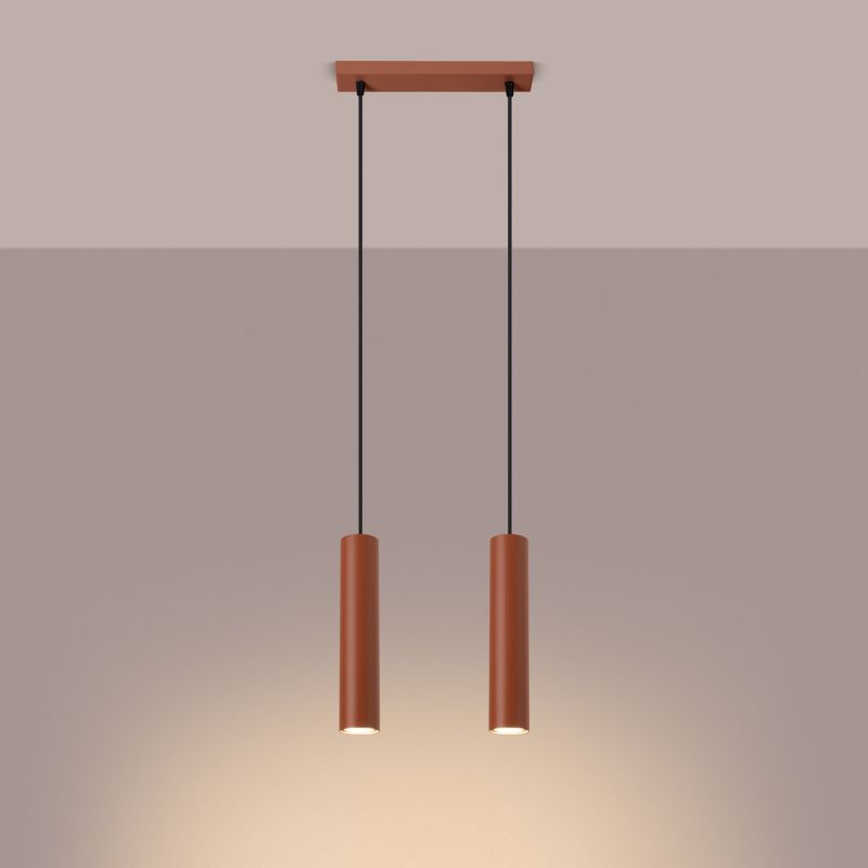 Lampa wisząca Sollux Lighting Lagos 4788 ochra czerwona nowoczesna 2xGU10 x 1 szt.