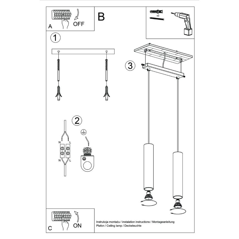 Lampa wisząca Sollux Lighting Lagos 4788 ochra czerwona nowoczesna 2xGU10 x 1 szt.