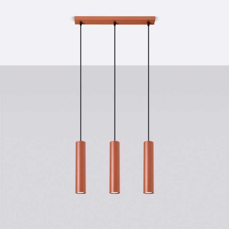 Lampa wisząca Sollux Lighting Lagos 4795 ochra czerwona nowoczesna 3xGU10 x 1 szt.