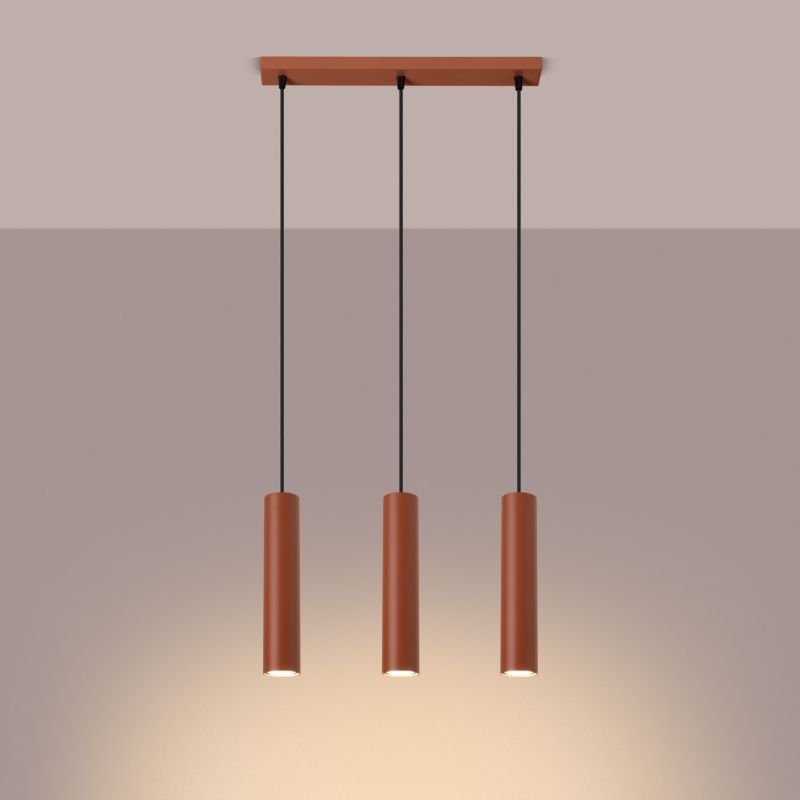 Lampa wisząca Sollux Lighting Lagos 4795 ochra czerwona nowoczesna 3xGU10 x 1 szt.