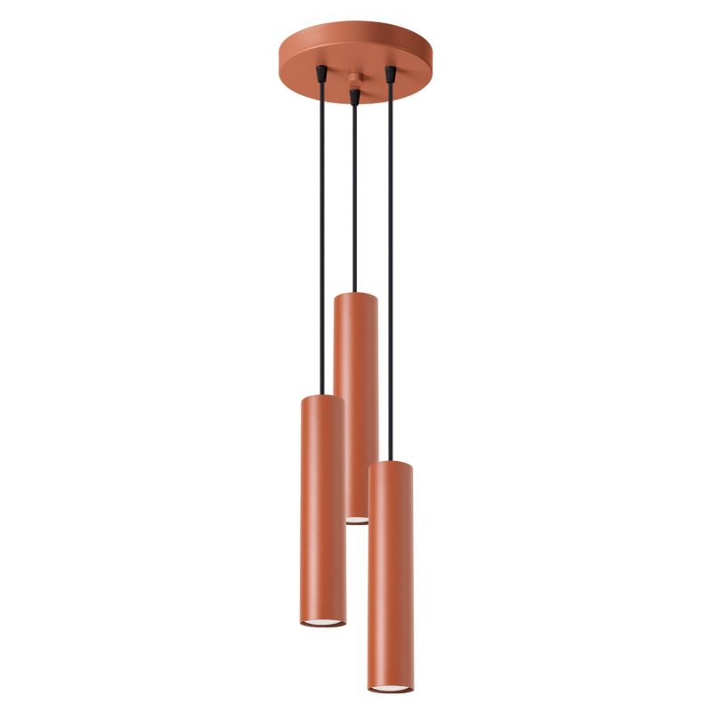 Lampa wisząca Sollux Lighting Lagos 4801 ochra czerwona nowoczesna 3xGU10 x 1 szt.