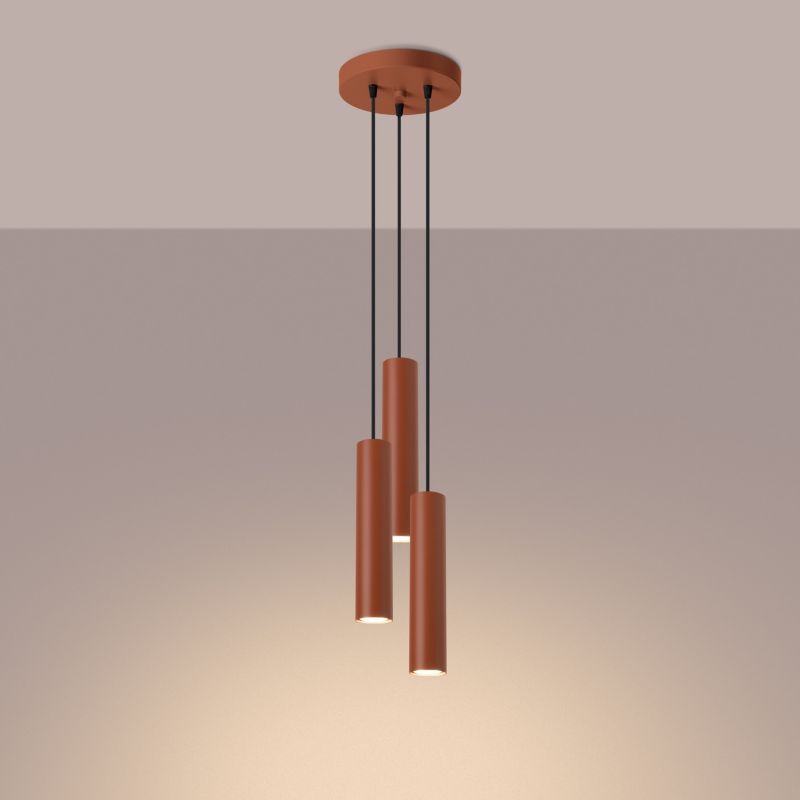 Lampa wisząca Sollux Lighting Lagos 4801 ochra czerwona nowoczesna 3xGU10 x 1 szt.
