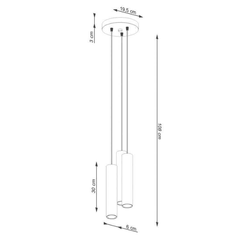 Lampa wisząca Sollux Lighting Lagos 4801 ochra czerwona nowoczesna 3xGU10 x 1 szt.