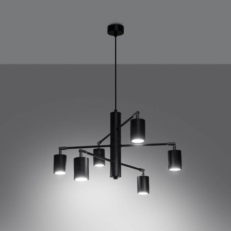 Lampa wisząca Sollux Lighting Lemmi 5545 czarna nowoczesna 6xGU10 x 1 szt.