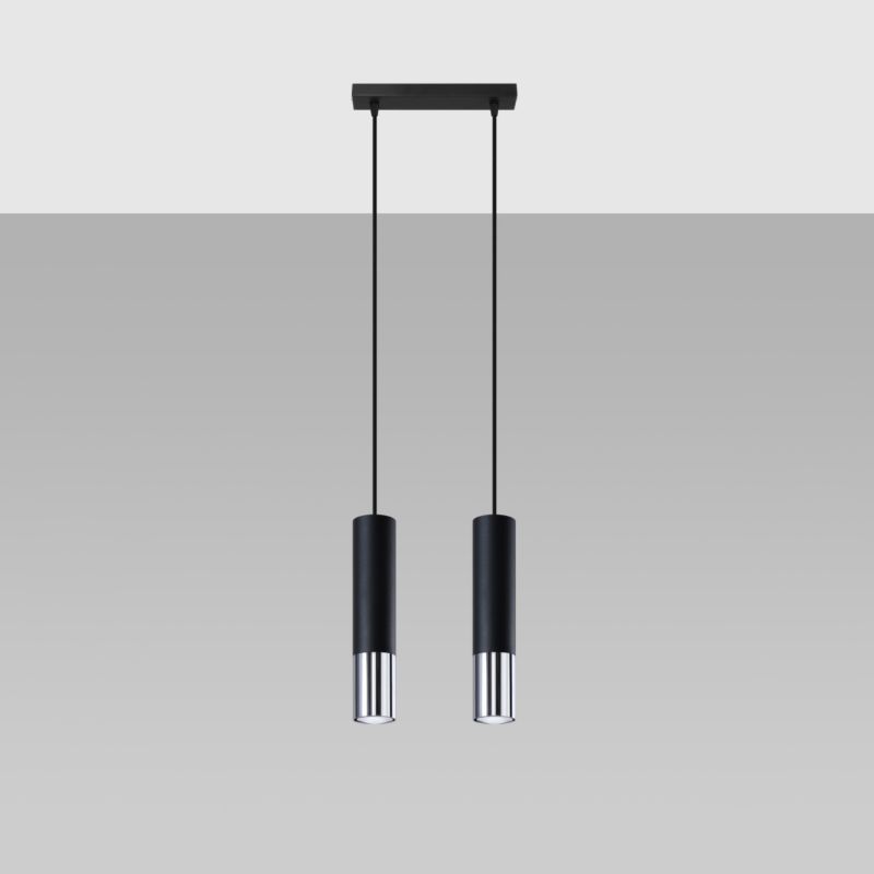 Lampa wisząca Sollux Lighting LOOPEZ 2 czarny/chrom 1 szt.