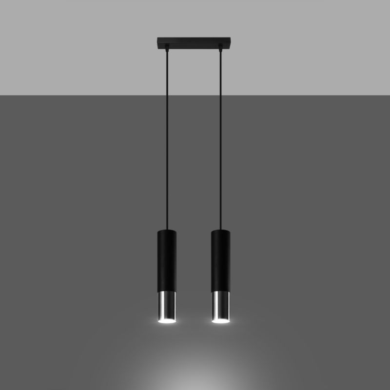 Lampa wisząca Sollux Lighting LOOPEZ 2 czarny/chrom 1 szt.