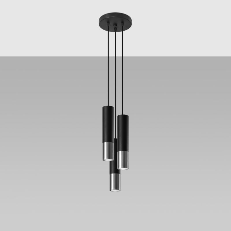 Lampa wisząca Sollux Lighting LOOPEZ 3P czarny/chrom 1 szt.