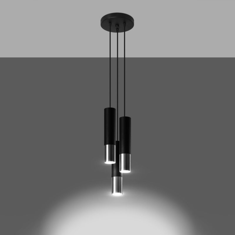 Lampa wisząca Sollux Lighting LOOPEZ 3P czarny/chrom 1 szt.