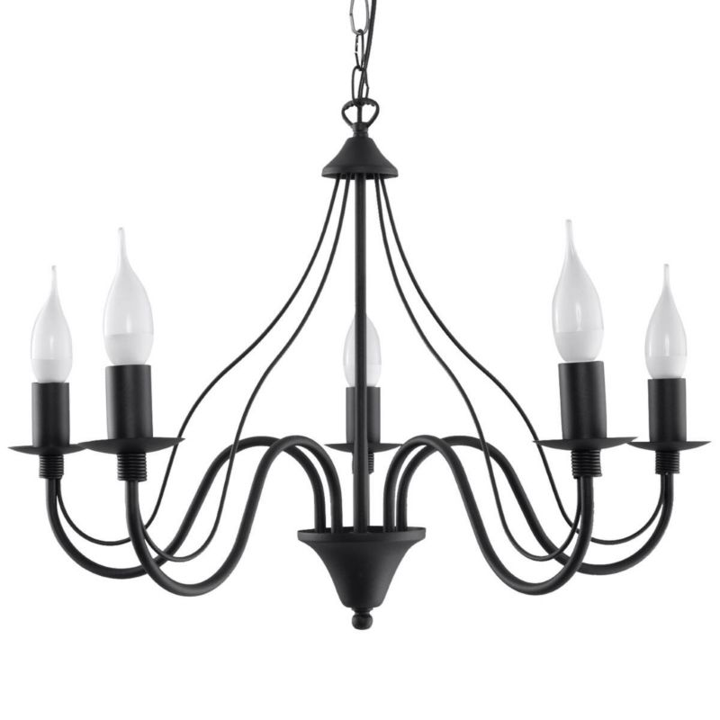 Lampa wisząca Sollux Lighting Minerwa 7171 czarna szerokość 60 cm 5xE14 x 1 szt.
