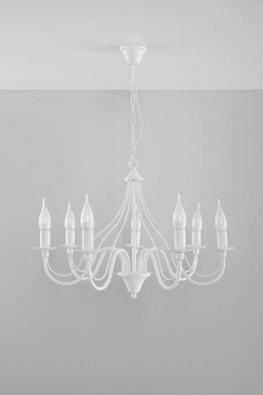 Lampa wisząca Sollux Lighting Minerwa 7x40W biała E14 stal 80x60 cm 1 szt.