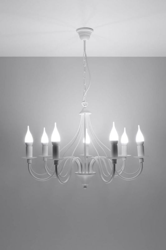 Lampa wisząca Sollux Lighting Minerwa 7x40W biała E14 stal 80x60 cm 1 szt.