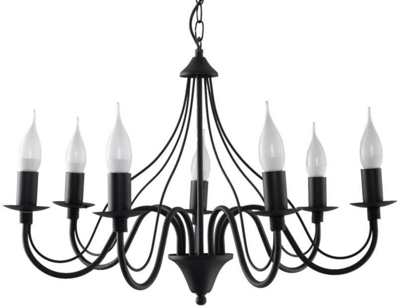Lampa wisząca Sollux Lighting Minerwa 7x40W czarna stal, klasa IP20, 1 szt.