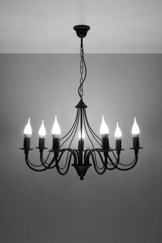 Lampa wisząca Sollux Lighting Minerwa 7x40W czarna stal, klasa IP20, 1 szt.