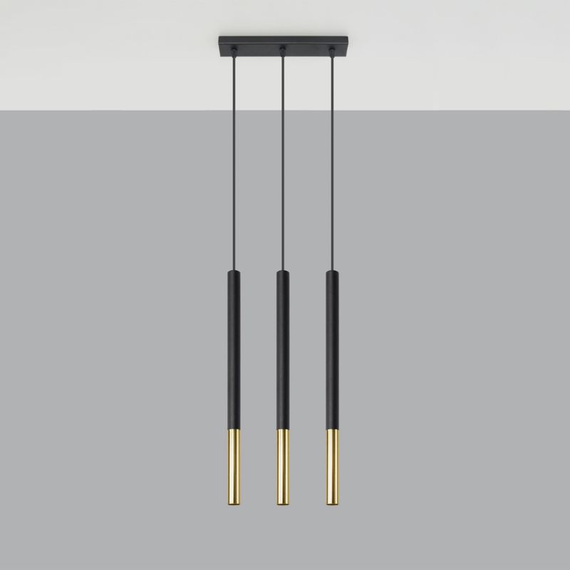 Lampa wisząca Sollux Lighting MOZAICA 3L czarny/złoto 1 szt.