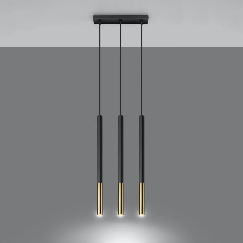 Lampa wisząca Sollux Lighting MOZAICA 3L czarny/złoto 1 szt.