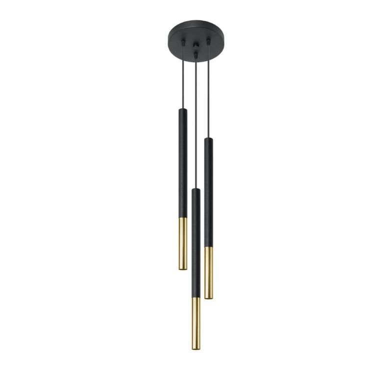Lampa wisząca Sollux Lighting MOZAICA 3P czarny/złoto 1 szt.