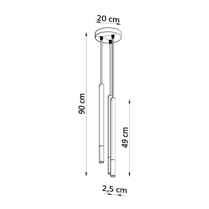 Lampa wisząca Sollux Lighting MOZAICA 3P czarny/złoto 1 szt.