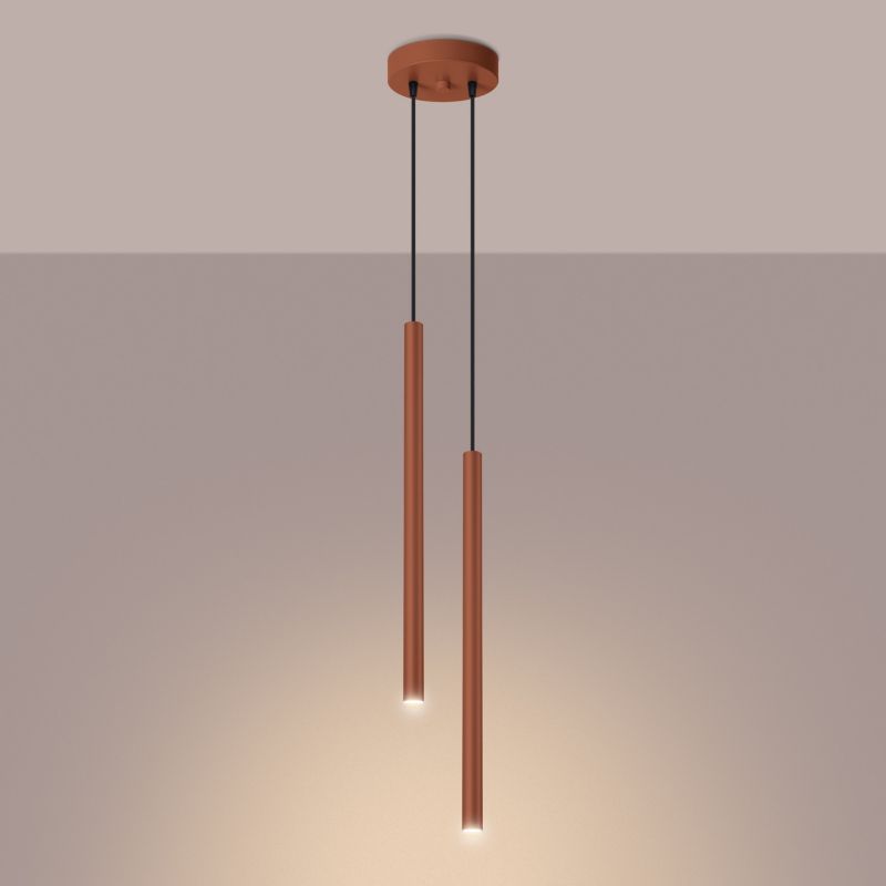 Lampa wisząca Sollux Lighting Pastelo 5136 ochra czerwona nowoczesna 2xG9 x 1 szt.