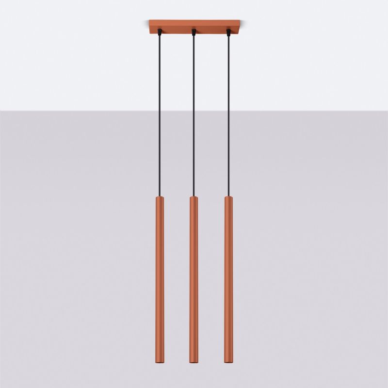 Lampa wisząca Sollux Lighting Pastelo 5143 ochra czerwona nowoczesna 3xG9 x 1 szt.