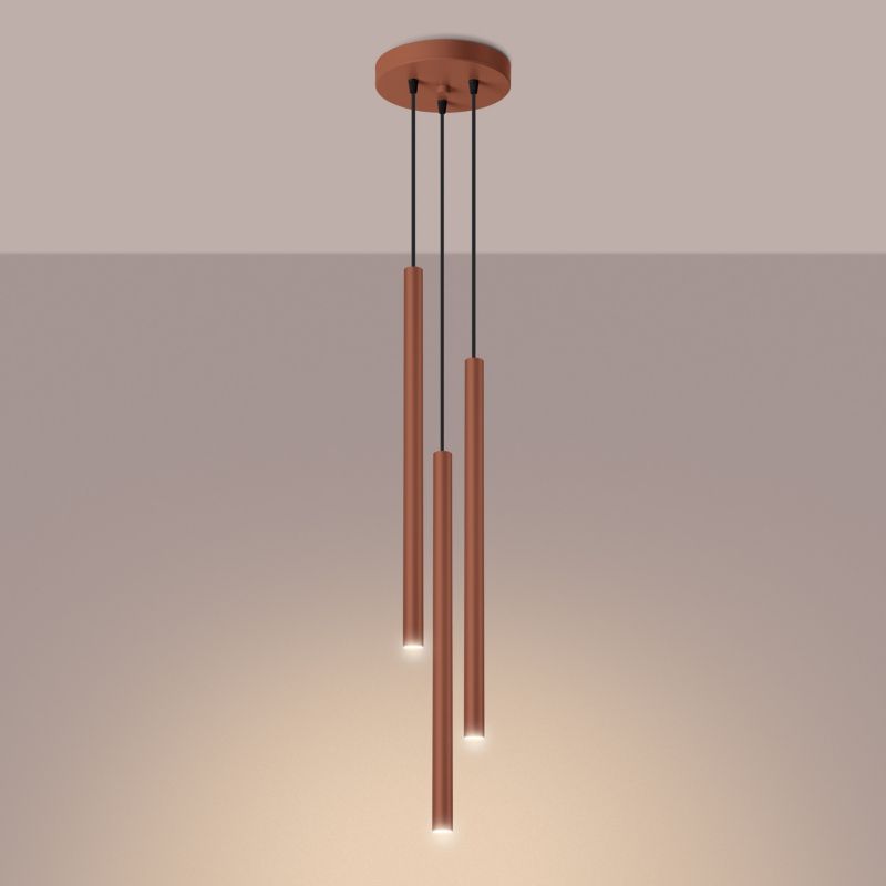 Lampa wisząca Sollux Lighting Pastelo 5150 ochra czerwona nowoczesna 3xG9 x 1 szt.
