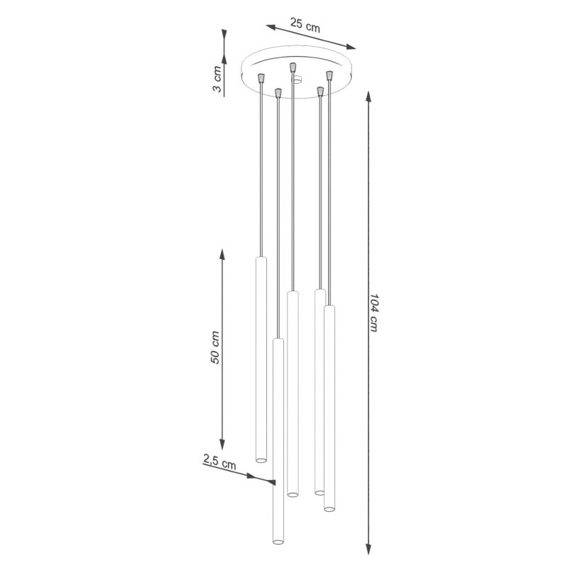 Lampa wisząca Sollux Lighting Pastelo 5167 ochra czerwona nowoczesna 5xG9 x 1 szt.