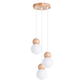 Lampa wisząca Sollux Lighting PEKKA 3P biała/naturalne drewno 1 szt.