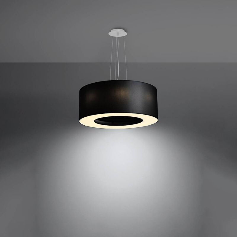Lampa wisząca Sollux Lighting Saturno 7474 czarna szerokość 50 cm 5xE27 x 1 szt.