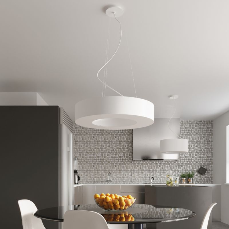 Lampa wisząca Sollux Lighting Saturno Slim 7481 biała szerokość 50 cm 5xE27 x 1 szt.