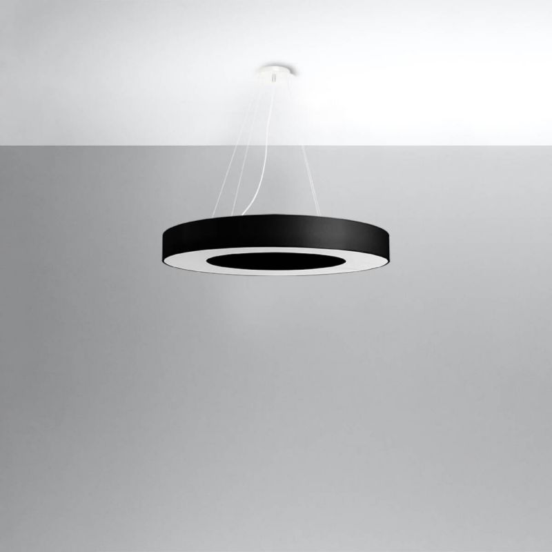 Lampa wisząca Sollux Lighting Saturno Slim 7535 czarna szerokość 70 cm 6xE27 x 1 szt.