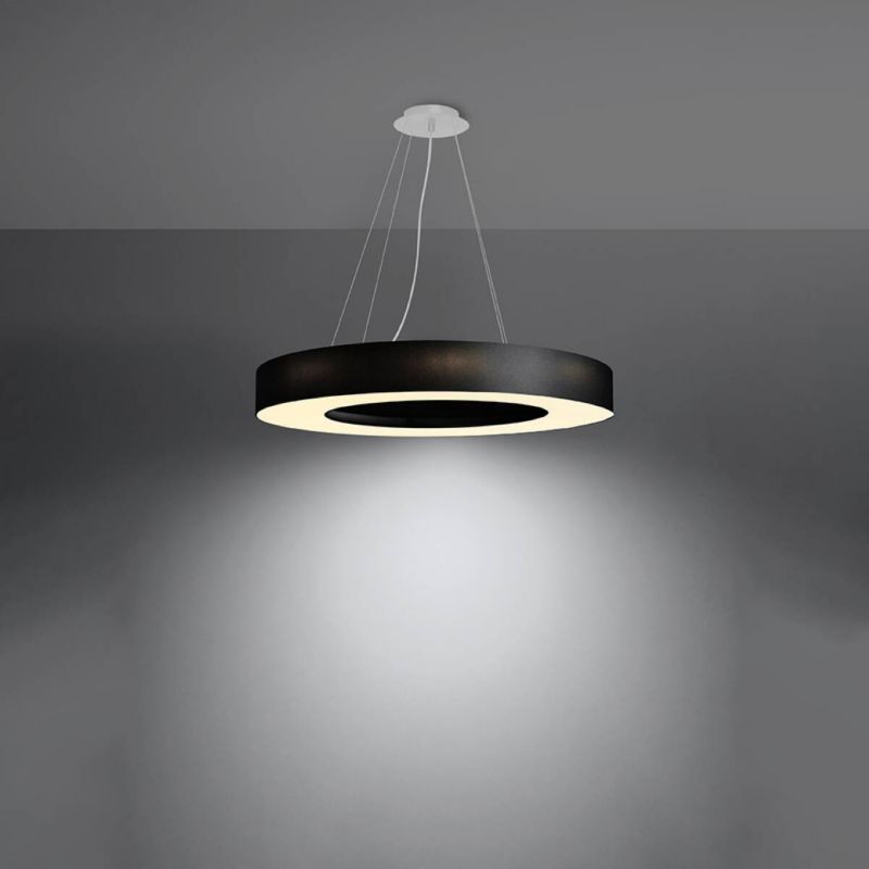 Lampa wisząca Sollux Lighting Saturno Slim 7535 czarna szerokość 70 cm 6xE27 x 1 szt.