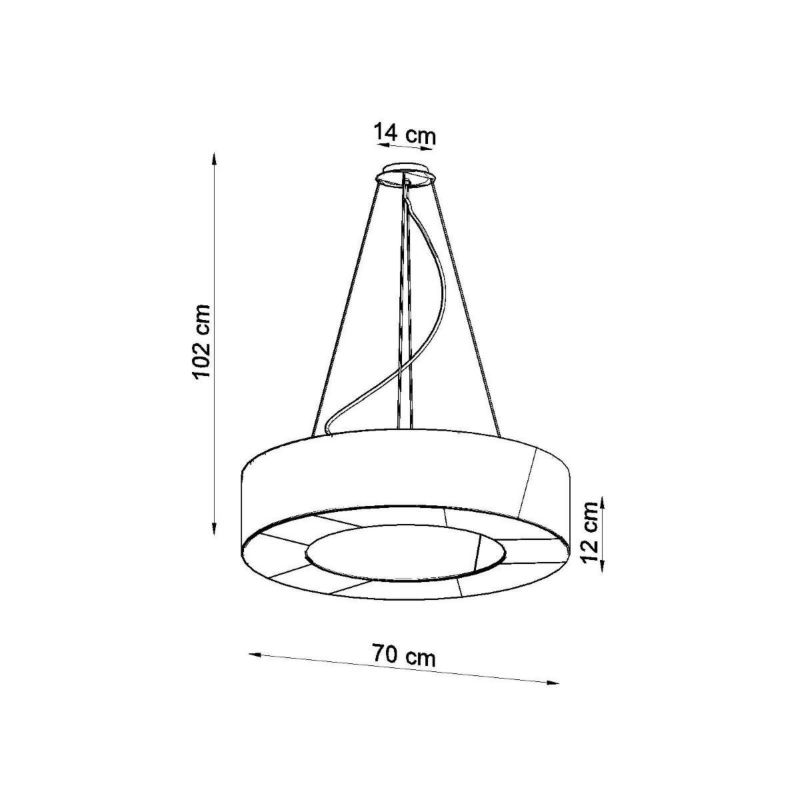 Lampa wisząca Sollux Lighting Saturno Slim 7535 czarna szerokość 70 cm 6xE27 x 1 szt.
