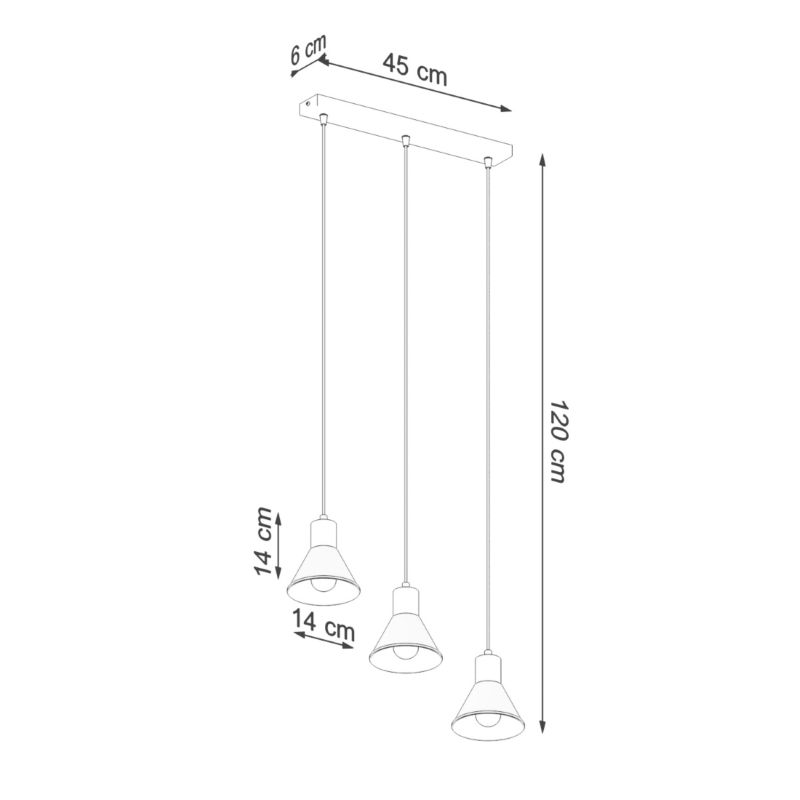 Lampa Wisząca Sollux Lighting TALEJA 3 czarna 1 szt.