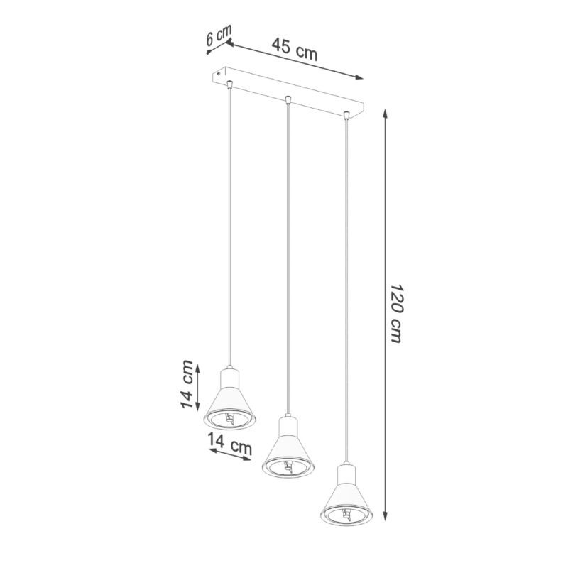 Lampa Wisząca Sollux Lighting TAZILA 3 czarna 1 szt.