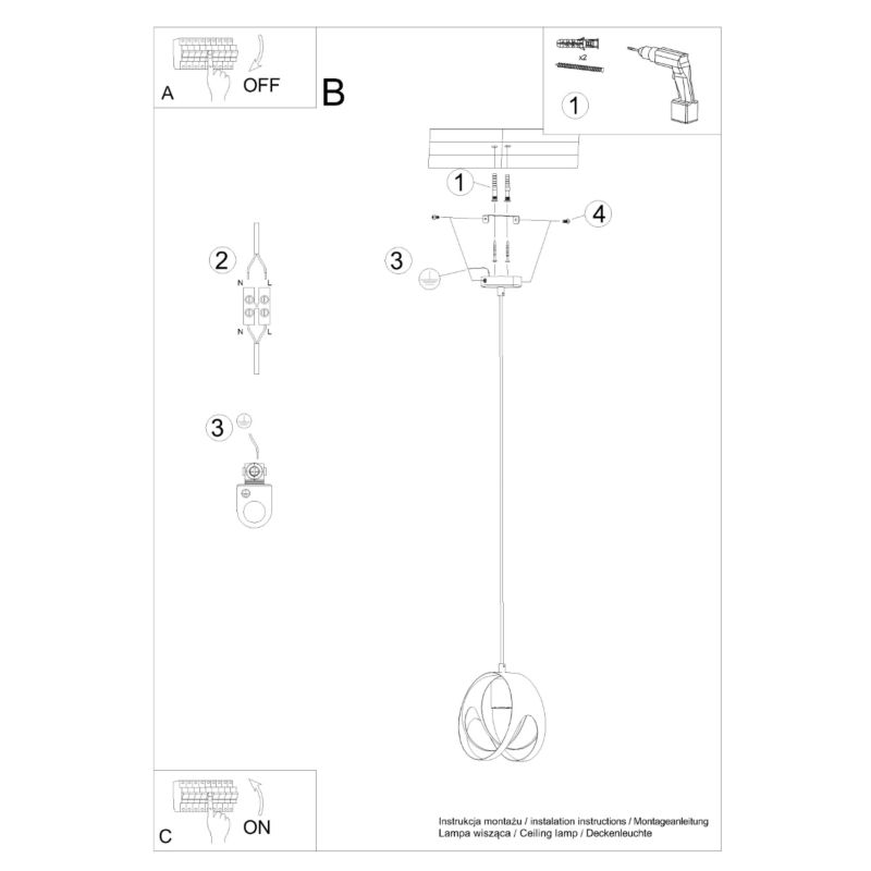 Lampa wisząca Sollux Lighting TULOS 1 czarna 1 szt.