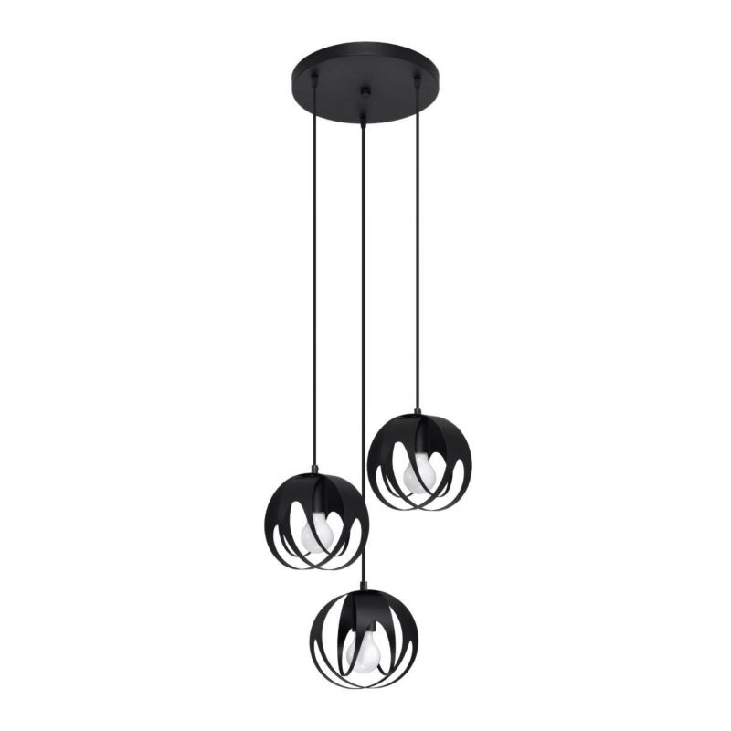 Lampa wisząca Sollux Lighting Tulos 5379 czarna szerokość 30 cm 3xE27 x 1 szt.