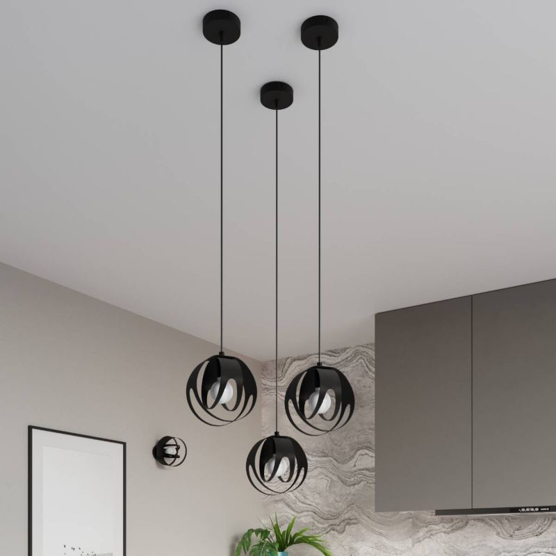 Lampa wisząca Sollux Lighting Tulos 5379 czarna szerokość 30 cm 3xE27 x 1 szt.