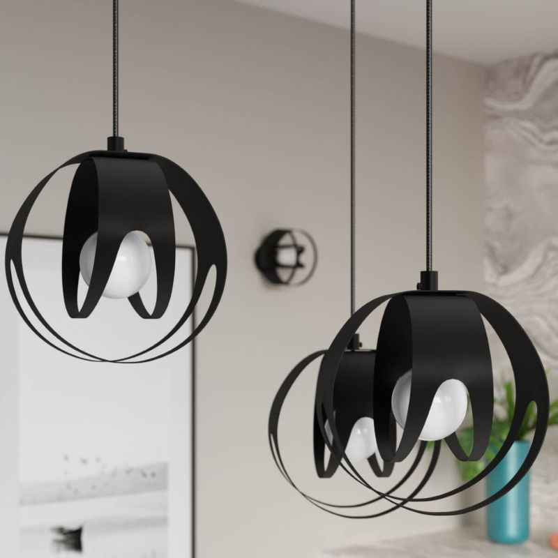 Lampa wisząca Sollux Lighting Tulos 5379 czarna szerokość 30 cm 3xE27 x 1 szt.