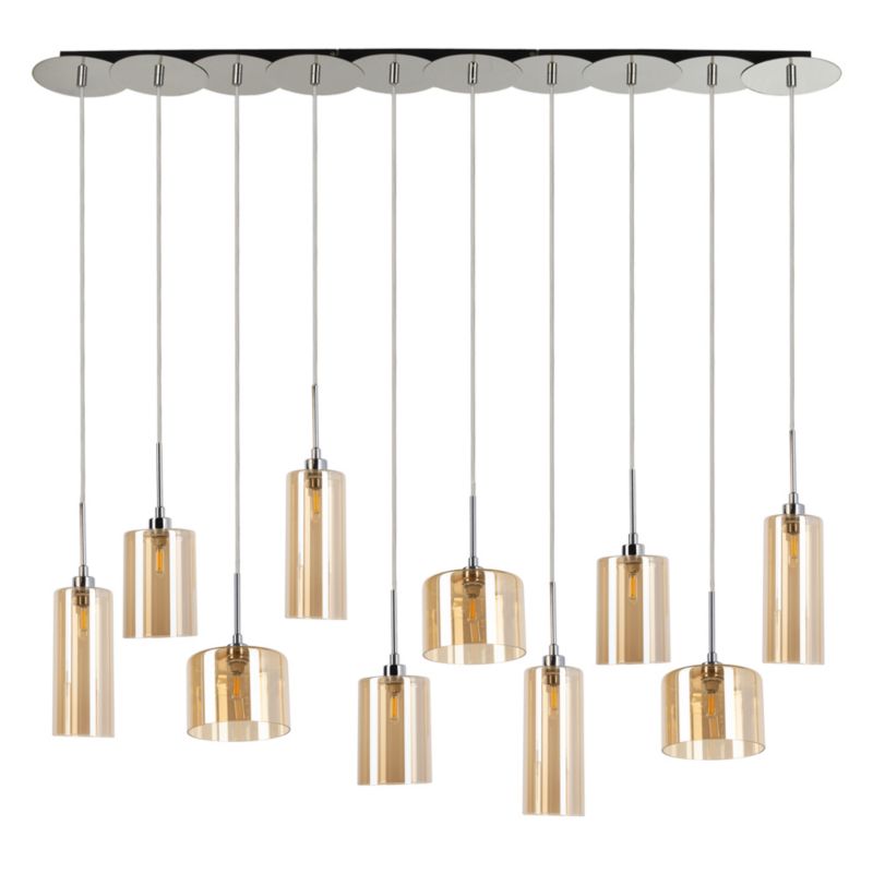 Lampa Wisząca SPOT Light 10xG9 28W Nowoczesne Połączenie Chromu i Szampańskiego Klosza, Polski Producent, 1 szt.