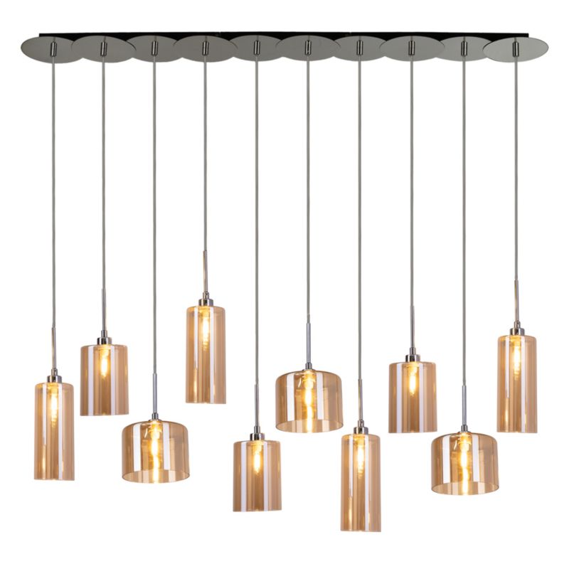 Lampa Wisząca SPOT Light 10xG9 28W Nowoczesne Połączenie Chromu i Szampańskiego Klosza, Polski Producent, 1 szt.