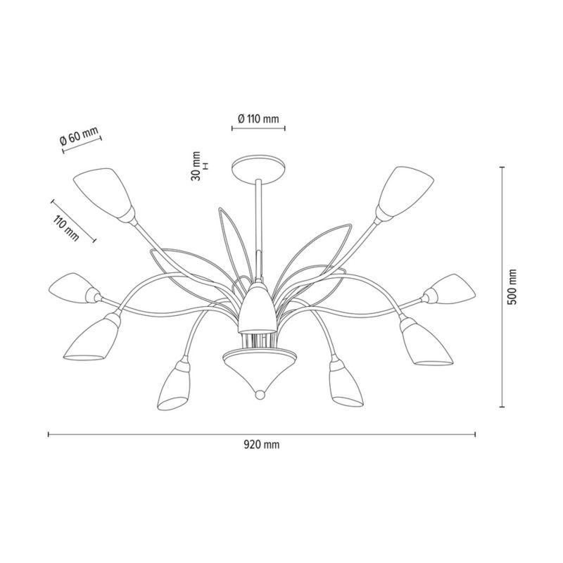 Lampa Wisząca SPOT Light  10xG9 Max.6W LED Subtelne Połączenie Czerni z Białym Szkłem, Polski Producent, 1 szt.