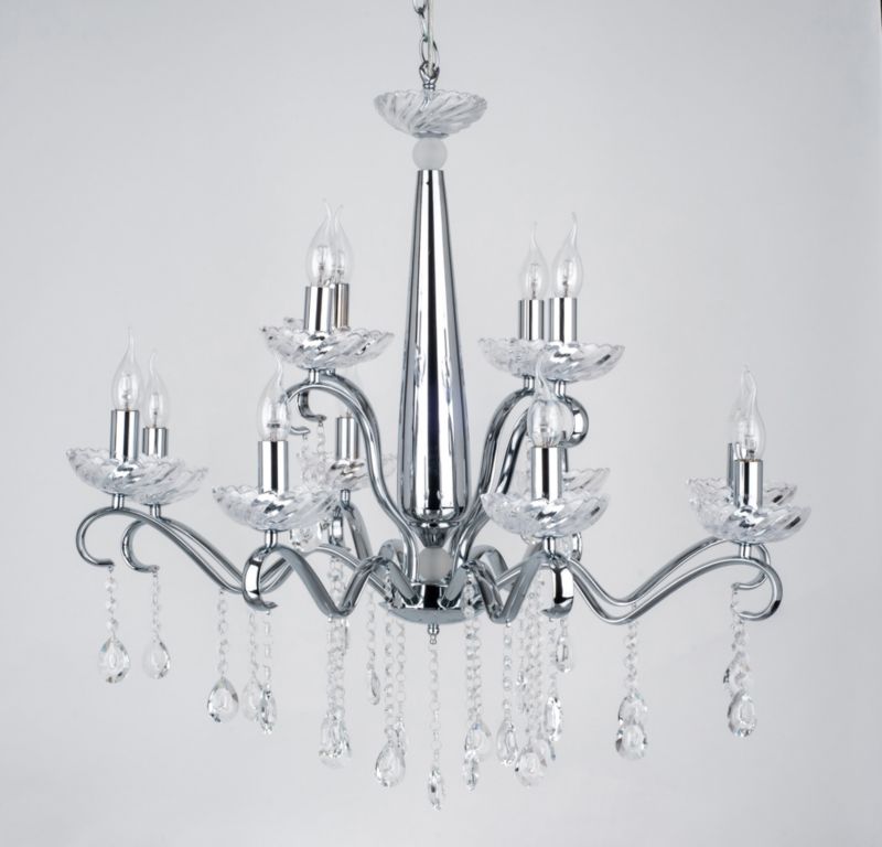 Lampa Wisząca SPOT Light  12xE14 40W  Chrom i Transparentne Szkło, Nowoczesny Styl od Polskiego Producenta, 1 szt.